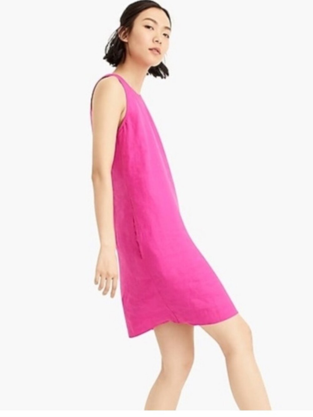 J. Crew Pink Linen Blend Sleeveless Shift Dress SZ 6